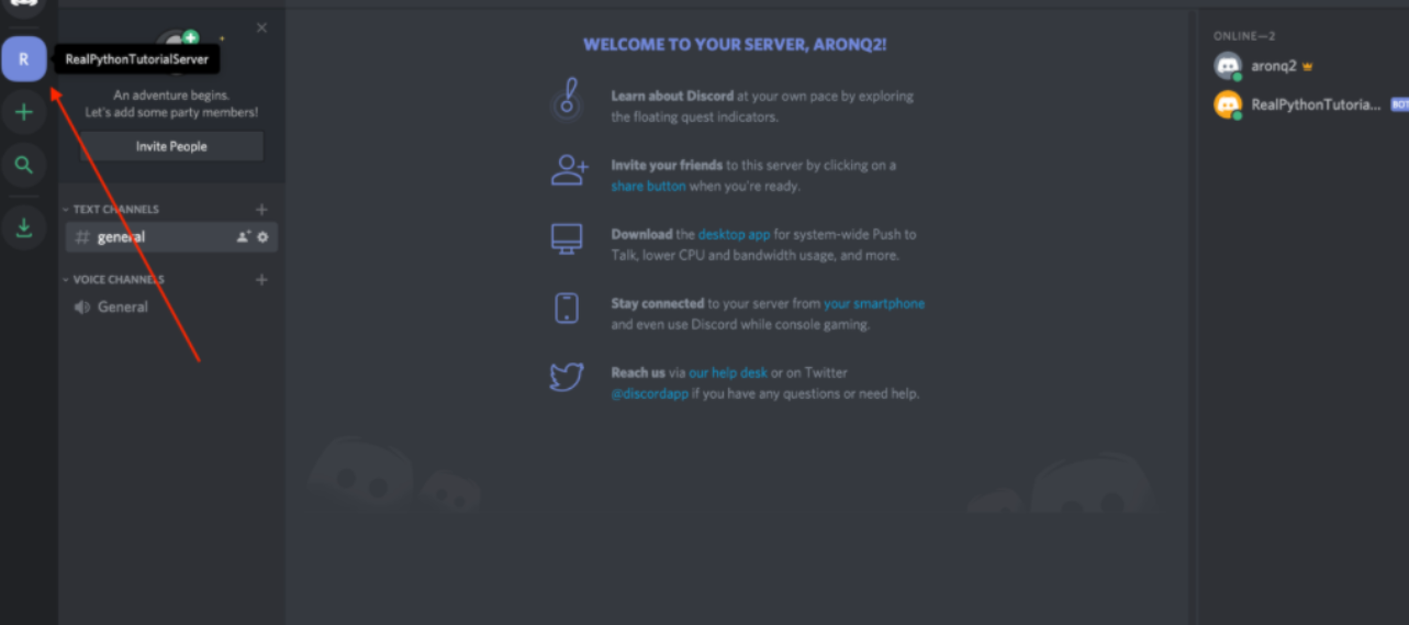 Creating-a-Discord-navigate-to-server