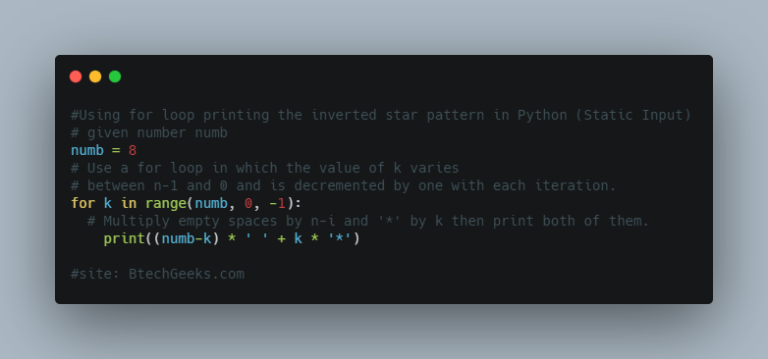 Python Program to Print an Inverted Star Pattern | Python code to ...