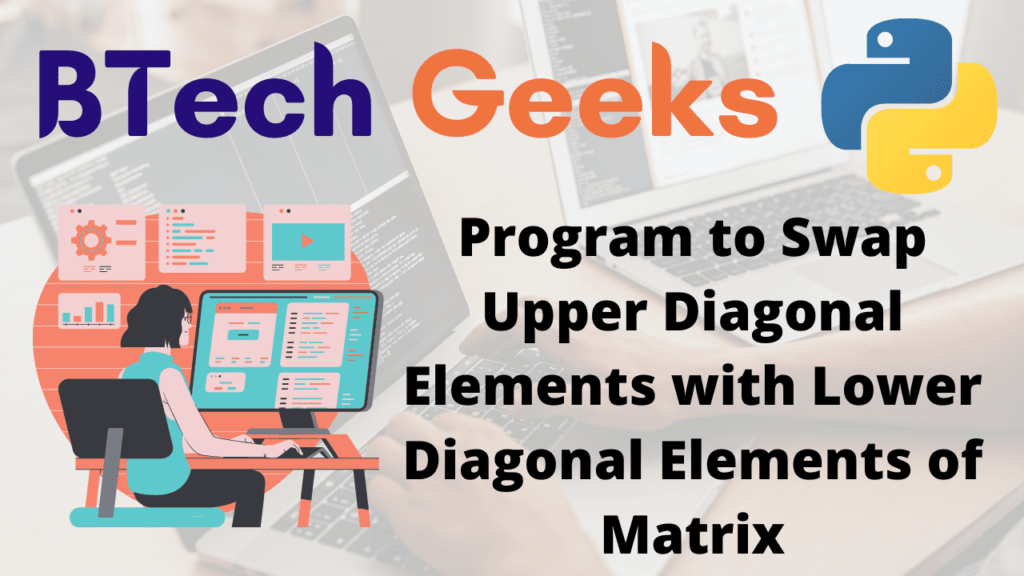 Program to Swap Upper Diagonal Elements with Lower Diagonal Elements of Matrix